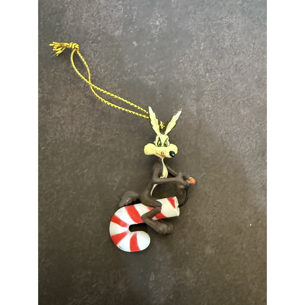 Miniature 2" Wild E. Coyote on Candy Cane Christmas Ornament